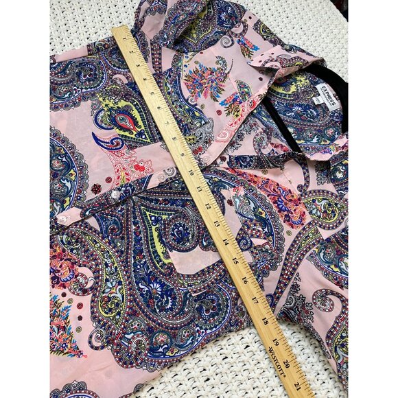 Express The Portofino Shirt Paisley Long Sleeve Button Up Top size Small Boho - Picture 7 of 16